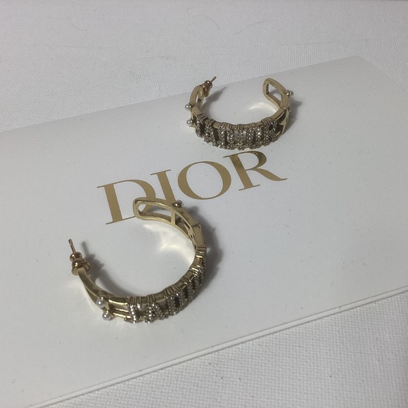 Dior J’ADIOR Crystal Pearl Gold Hoops - Picture 2 of 3